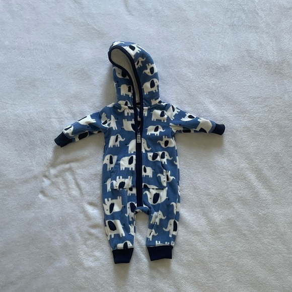 Newborn Blue Hooded Elephant Zip Up - Picture 1 of 1